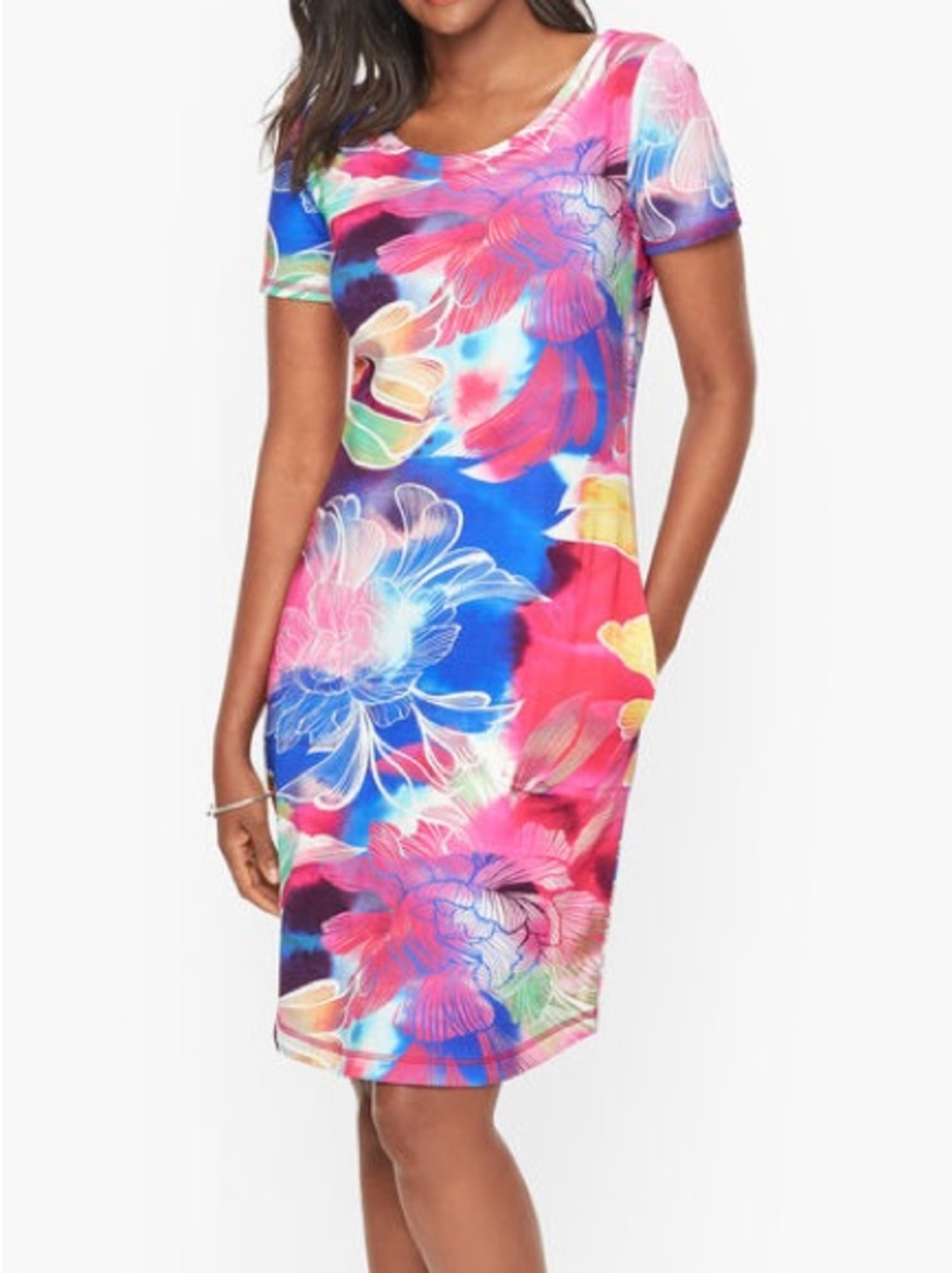 EUC Talbots Watercolor Floral Lace Back Dress